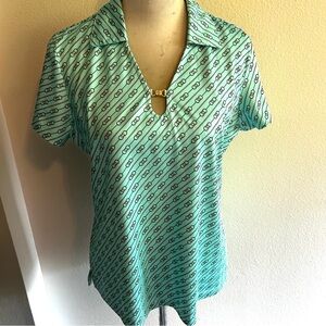 Tail golf shirt with buckle detail sz large light turquoise good condition